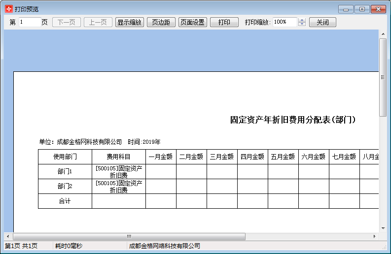 固定资产年折旧费用分配表(部门)1-2