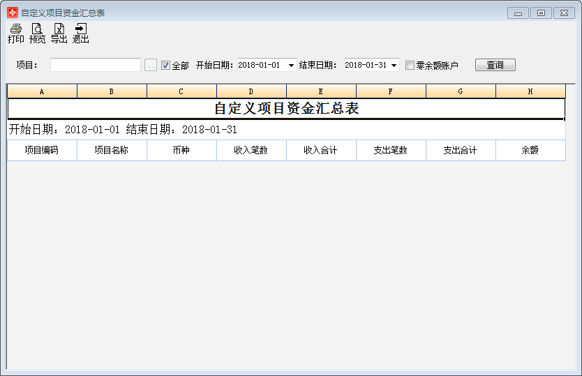 项目资金汇总表1-1