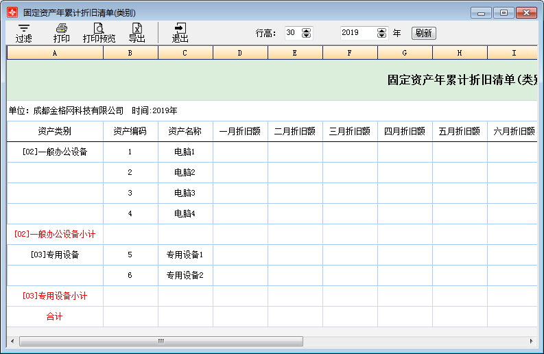 固定资产年累计折旧清单(类别)1-1
